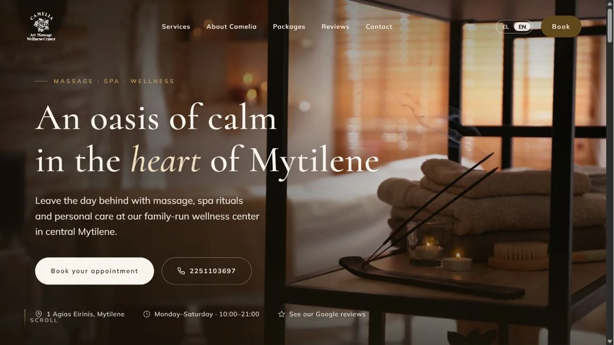 Camelia Wellness homepage